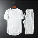 Ropa De Hombre Summer Plus Size Men's Casual Suit Men's Ice Silk Retro Chinese Style Short-sleeved T-shirt Two-piece Suit jinquedai