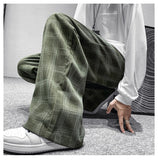 Autumn Corduroy Pants Men Fashion Retro Casual Plaid Pants Men Streetwear Hip Hop Loose Straight Trousers Male Large Size S-5XL jinquedai