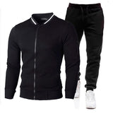 New Men Sets Fashion Sporting Suit Brand Patchwork Zipper Sweatshirt +Sweatpants Mens Clothing 2 Pieces Sets Slim Tracksuit jinquedai