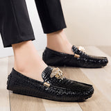 Jinquedai Brand Casual Shoes High Quality Men's Leather Shoes Snake Pea Shoes Spring Summer Leather Ladies Moccasin Loafers jinquedai