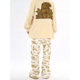 New American retro street embroidery camouflage multi-pocket Y2K men's and women's overalls loose casual wide-leg pants jinquedai