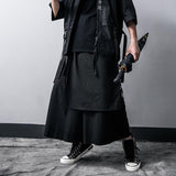 Techwear Wide Leg Pants Punk Gothic Black Trousers Male Goth Cotton Linens Summer Japanese Style Streetwear Hip Hop jinquedai