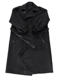 Spring Autumn Long Oversized ArmyGreen Black Faux Leather Trench Coat Men Sashes Loose Luxury Designer Clothes jinquedai