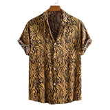 Leopard Floral Shirt Men Camisa Masculina Brand Slim Fit Short Sleeve Hawaiian Shirt Men Party Beach Casual Shirts Male XXL jinquedai