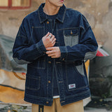 Man Clothing Japanese Blue Denim Jacket Retro Loose Outwear Men Jeans Jacket Coats Casual Windbreaker Pockets Cargo Streetwear jinquedai