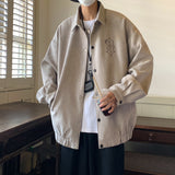 High class, super good-looking coat, male fashion ins, spring and autumn fat man, large American vintage, suede embroidered jinquedai