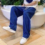 3-color Pleated Pants Men Fashion Casual Wide-leg Pants Mens Japanese Streetwear Loose Straight Ice Silk Pants Mens Trousers jinquedai