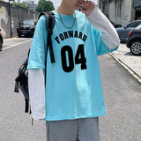 100% Cotton Men's Shirts Fake Two Pieces Oversized Fashion Streetwear Hip Hop Long Sleeve Tops Harajuku Male Tees jinquedai