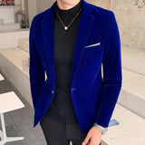 Luxury Blazer Shiny Wine Red Blue Black Contrast Color Stand-up Collar Blazer Slim Fit Suit Party Prom Wedding Dress Jacket jinquedai