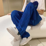 3-color Pleated Pants Men Fashion Casual Wide-leg Pants Mens Japanese Streetwear Loose Straight Ice Silk Pants Mens Trousers jinquedai