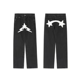 Hip Hop Stars Print Patchwork Streetwear Loose Jeans for Men and Women Straight Pockets Retro Casual Baggy Denim Trousers jinquedai