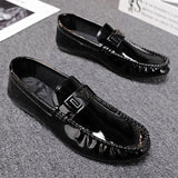 Casual Men Glossy Shoes Luxury Brand Slip on Formal Loafers Moccasins Italian Black Male Driving Flat Breathable jinquedai