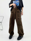 European and American retro casual overalls, men's high street fashion, INS, niche design, multiple pockets, loose straight jinquedai