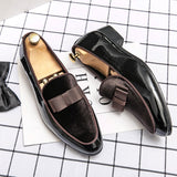Jinquedai Men Shoes PU Solid Color Fashion Business Casual Party Outdoor Daily Classic Faux Suede Bow Slip-on Dress Shoes CP087 jinquedai