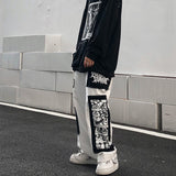 Gothic Punk Cargo Pants Anime Patch Pants for Men Women High Waist Black Trousers Wide-leg Casual Pant Harajuku Y2k Male Bottoms jinquedai