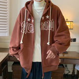 Winter Men Oversized Zipper Hoodies Fleece Thicken Letter Graphic Coats Pullovers Fashion Brand Male Clothing jinquedai