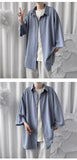 Jinquedai Summer Men Shirts Korean Style Loose Male Shirts Solid Color Short Sleeve Tops Man Baggy Casual Couple Clothes jinquedai