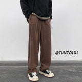Spring Brown/Black Corduroy Pants Men Fashion Retro Casual Pants Men Streetwear Loose Hip Hop Straight Pants Mens Trousers M-2XL jinquedai