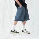 Denim Shorts Men's Summer Casual Loose Blue Jeans Shorts Baggy Harajuku Streetwear Hip Hop Short Pants jinquedai
