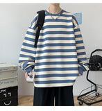 Oversized Korean Clothing  Autumn Men Stripe Sweatshirts Hoodies Fashion Unisex Pullover Winter Casual Tops Streetwear Tee jinquedai