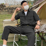 Japanese Ami Khaji Overalls Men Cargo Pockets Overalls Couple Loose Straight Casual Sashes Trousers Jumpsuit Bf Loose Top Pants jinquedai