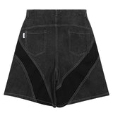 Wide Leg Splicing Jeans Shorts Y2K Men Hip Hop Harajuku Streetwear Loose Denim Shorts Black Man Shorts jinquedai