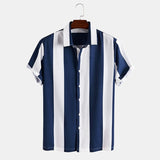 Men Clothing Summer New Fashion Men's Short-sleeved Shirt Casual Striped Printing Men's Shirt Camisas Para Hombre jinquedai