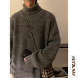 Men's Winter Sweaters Turtleneck Oversized Solid Color Knitted Pullovers Warm Fashion Male Loose Clothing Knitwear jinquedai