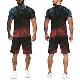 New men's T-shirt suit 3D printed summer sportswear suit men's sportswear casual short sleeve T-shirt 2-piece sports suit XS-6XL jinquedai