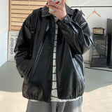 Pu Leather Jacket Men Brown Retro Motorcycle Jacket Autumn Korean Fashion Fried Street Loose Zipper Bomber Jacket Learher Coats jinquedai
