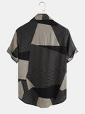 Summer Men's Shirt Casual Breathable Striped Color Block Short Sleeve Shirt Fashion Lapel Large Size Camisas Para Hombre jinquedai
