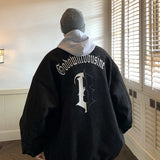 High class, super good-looking coat, male fashion ins, spring and autumn fat man, large American vintage, suede embroidered jinquedai