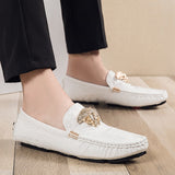 Jinquedai Brand Casual Shoes High Quality Men's Leather Shoes Snake Pea Shoes Spring Summer Leather Ladies Moccasin Loafers jinquedai