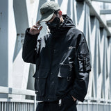 Tide Functional Jackets Harajuku Cargo Military Coats Men BF Loose Hooded Multi-pocket Windproof Chamarras Para Hombre Techwear jinquedai