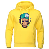 European American Style Personality Smoking Monkey Hoodie Mens Fashion Loose Sweatshirt Fashion Hoodies Casual Fleece Streetwear jinquedai