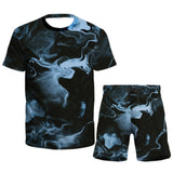 New men's T-shirt suit 3D printed summer sportswear suit men's sportswear casual short sleeve T-shirt 2-piece sports suit XS-6XL jinquedai