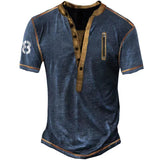 Jinquedai Spring Vintage Casual Loose Men Zip Pocket Pullover Splicing Men's Outdoor T-shirt Henley Collar Tactical Sweatshrt Male Tops jinquedai