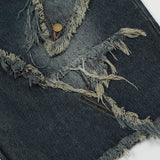Vintage Tassel Star Denim Shorts Splicing Loose Jeans Shorts  Men Hip Hop Streetwear Harajuku Y2K Shorts Summer jinquedai
