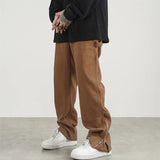 Jinquedai  New Fashion Ankle Zipper Brown Baggy Men Cargo Wide Pants Hip Hop Straight Loose Women Casual Long Trousers Pantalon Homme jinquedai