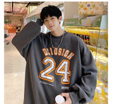 Men Oversized Hoodies Autumn Warm Fleece Casual Sweatshirts Harajuku Number 24 Printed Men Hoodies Korean Women Pullovers jinquedai