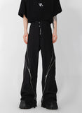 Niche Design Zipper Slit Men Trousers Straight Tube Casual Pants Wide Leg Darkwear Solid Color Male Fashion jinquedai