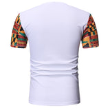 White Patchwork African Dashiki T Shirt Men Summer New Short Sleeve African Clothes Streetwear Casual Camisetas Hombre XXL jinquedai