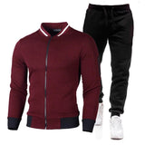 New Men Sets Fashion Sporting Suit Brand Patchwork Zipper Sweatshirt +Sweatpants Mens Clothing 2 Pieces Sets Slim Tracksuit jinquedai