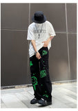 Summer thin men's fashion famous brand versatile loose straight Summer wide leg pants clothes streetwear hiphop denim New