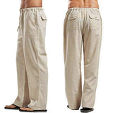 Autumn Linen Wide Men Pants Korean Trousers Oversize Linens Streetwear Male Spring Yoga Pants Casual Men Clothing Sweatpants jinquedai