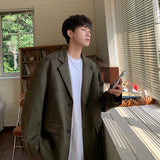 Men's Suede Jacket Fashion Solid Color Casual Suit Loose Autumn Korean Style Male Blazers New Brand Clothing jinquedai