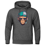 European American Style Personality Smoking Monkey Hoodie Mens Fashion Loose Sweatshirt Fashion Hoodies Casual Fleece Streetwear jinquedai