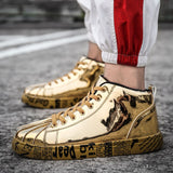 Jinquedai Cool Men Women High Top Gold Glitter Sneakers Lace Up Platform Flats Gold Shoes Man Sequins krasovki Bling Shoes Ins jinquedai