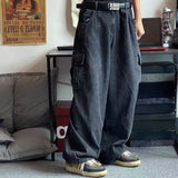 Jinquedai Baggy Jeans Trousers Male Denim Pants Black Wide Leg Pants Men's Jeans Oversize Cargo Korean Streetwear Hip Hop Harajuku jinquedai