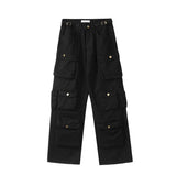 Retro Mult-pockets Streetwear Solid Color Overalls Male and Female Straight Harajuku Baggy Casual Cargos Loose Oversize Trousers jinquedai